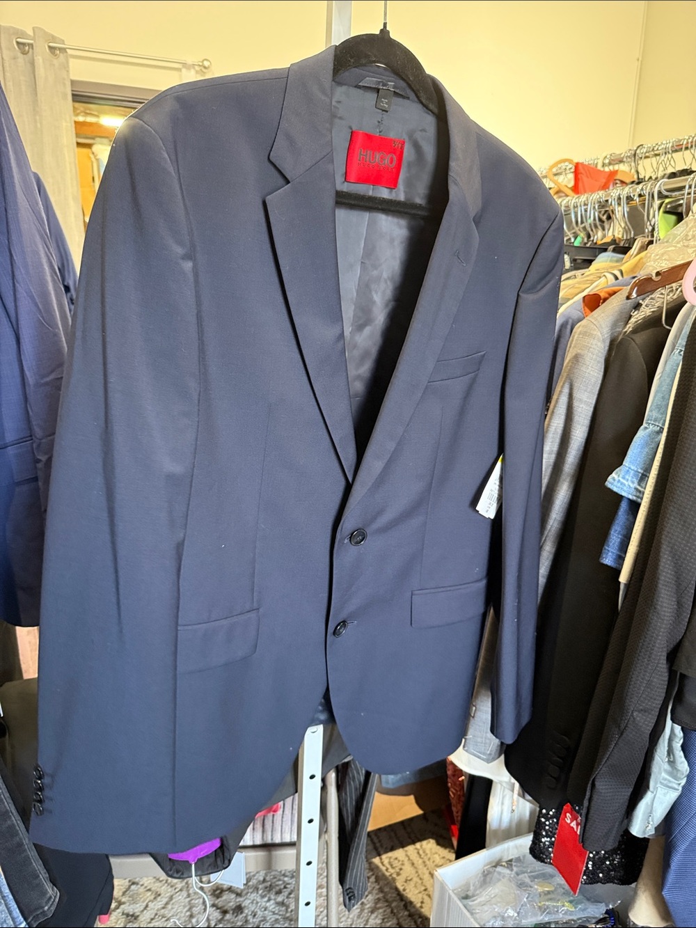 HUGO Men's Navy Single-Breasted Blazer